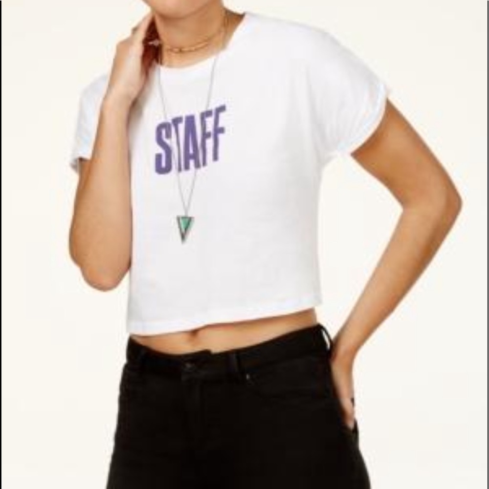 Justin Bieber STAFF Cropped White Tee